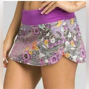 Prana Purple Floral Swim Skirt Skort Size Small